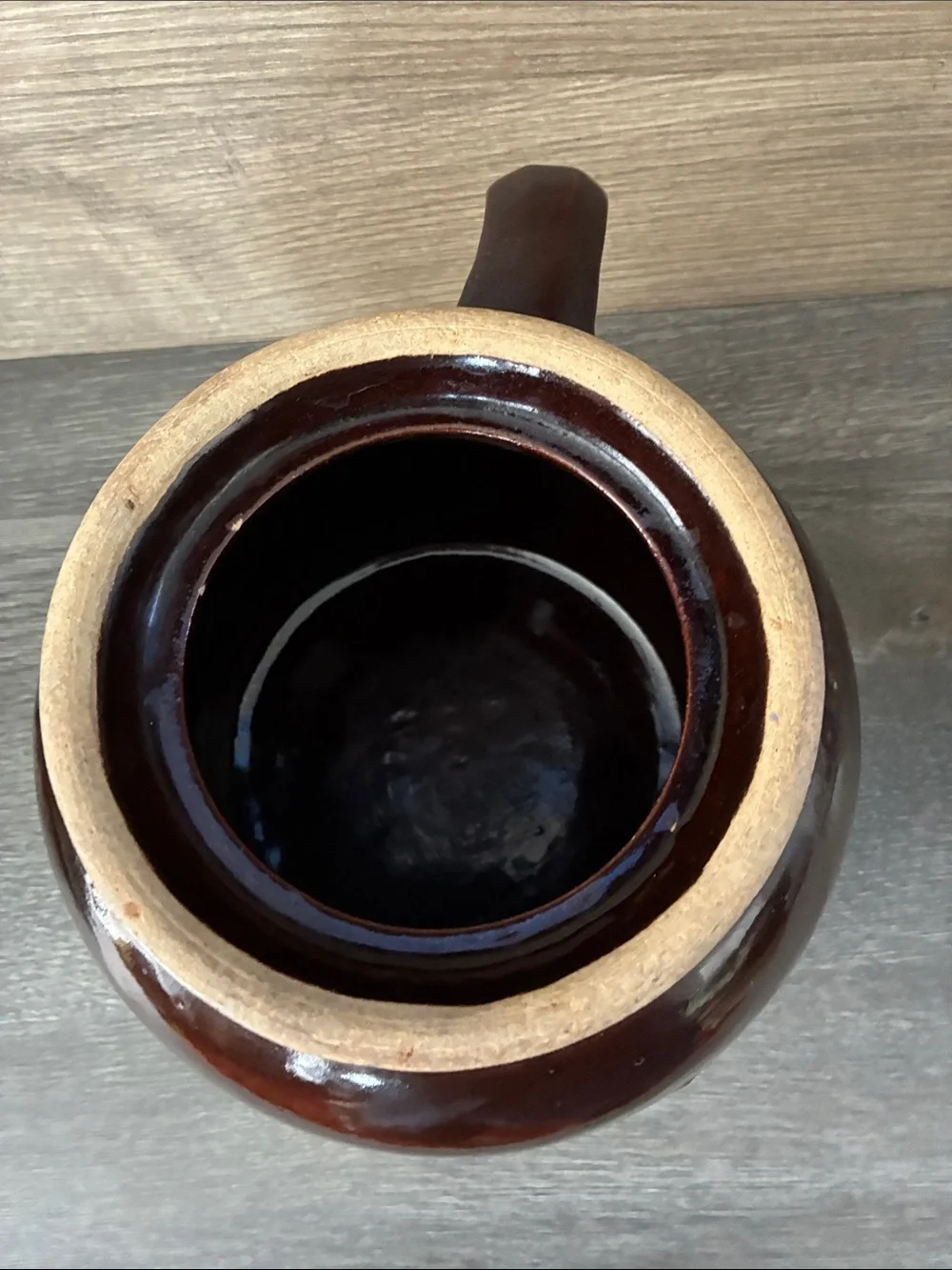 Robinson Ransbottom 2 Quart Bean Pot Crock Stoneware Blue Crown NO LID Vintage